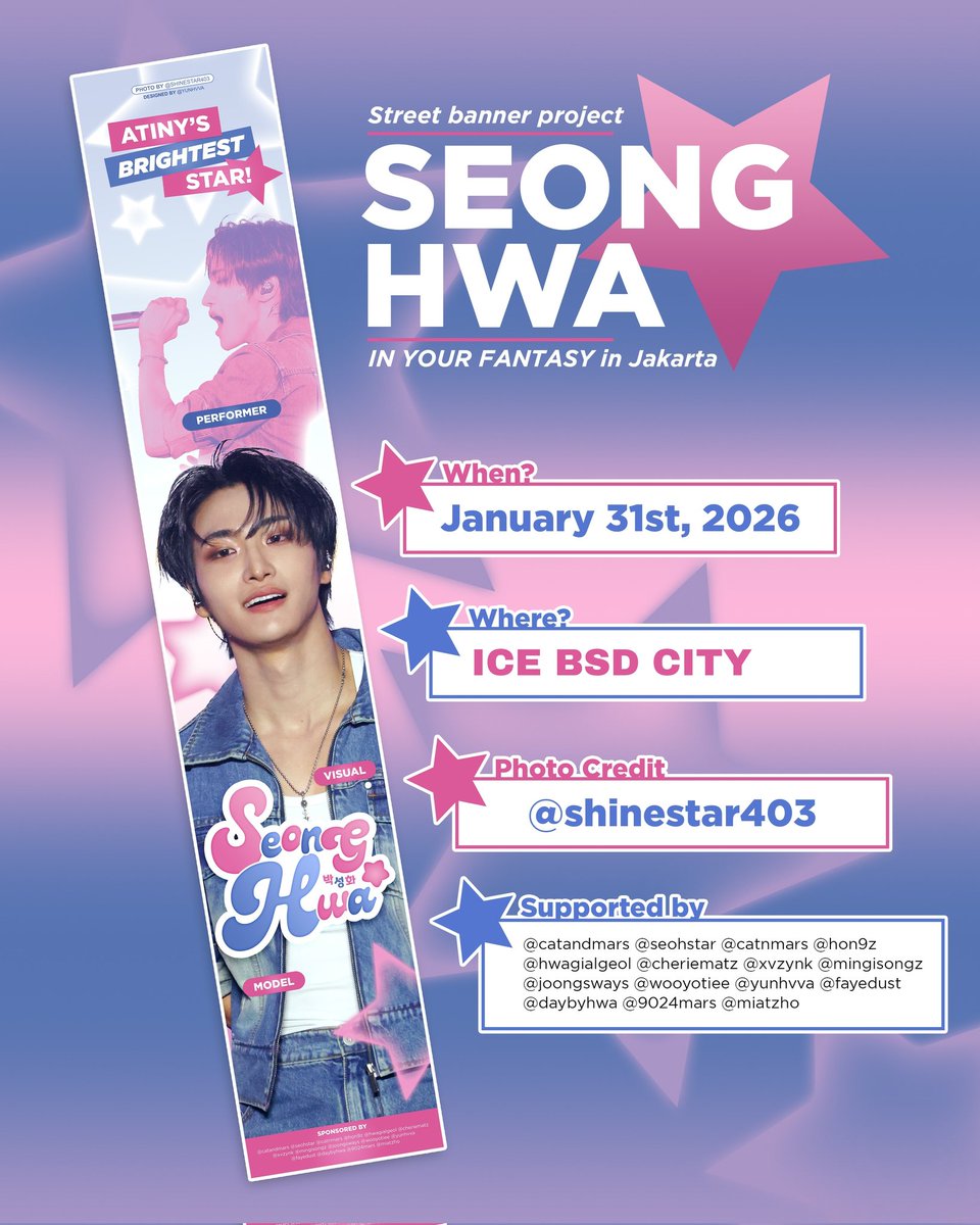 yunhvva's tweet image. 🌹IN YOUR FANTASY IN JAKARTA 🏴‍☠️
🐰SEONGHWA STREET BANNER SUPPORT✨

🌟For ATINY's Brightest Star🌟

📆 : 31st January 2026
📍 : ICE BSD City

Let's take happy memories with the banner &amp;amp; see you at the concert ShineStars🥰

#InYourFantasy_Jakarta #ATEEZinJKT #성화 #SEONGHWA