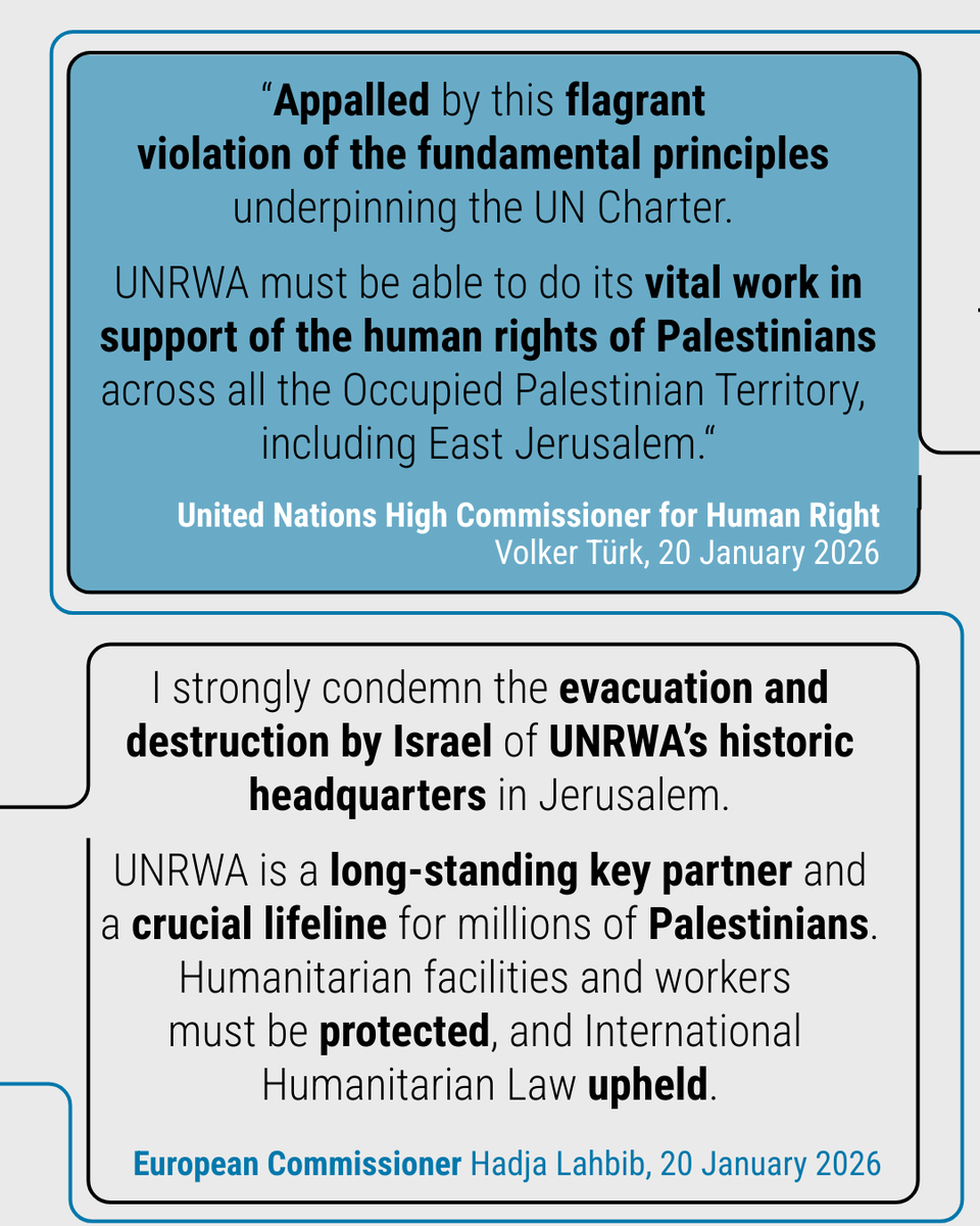 “What happens today to UNRWA will happen tomorrow to any other international organisation or diplomatic mission, whether in the Occupied Palestinian Territory or anywhere around the world,” says UNRWA Commissioner-General Philippe Lazzarini on the demolition of the UNRWA compound