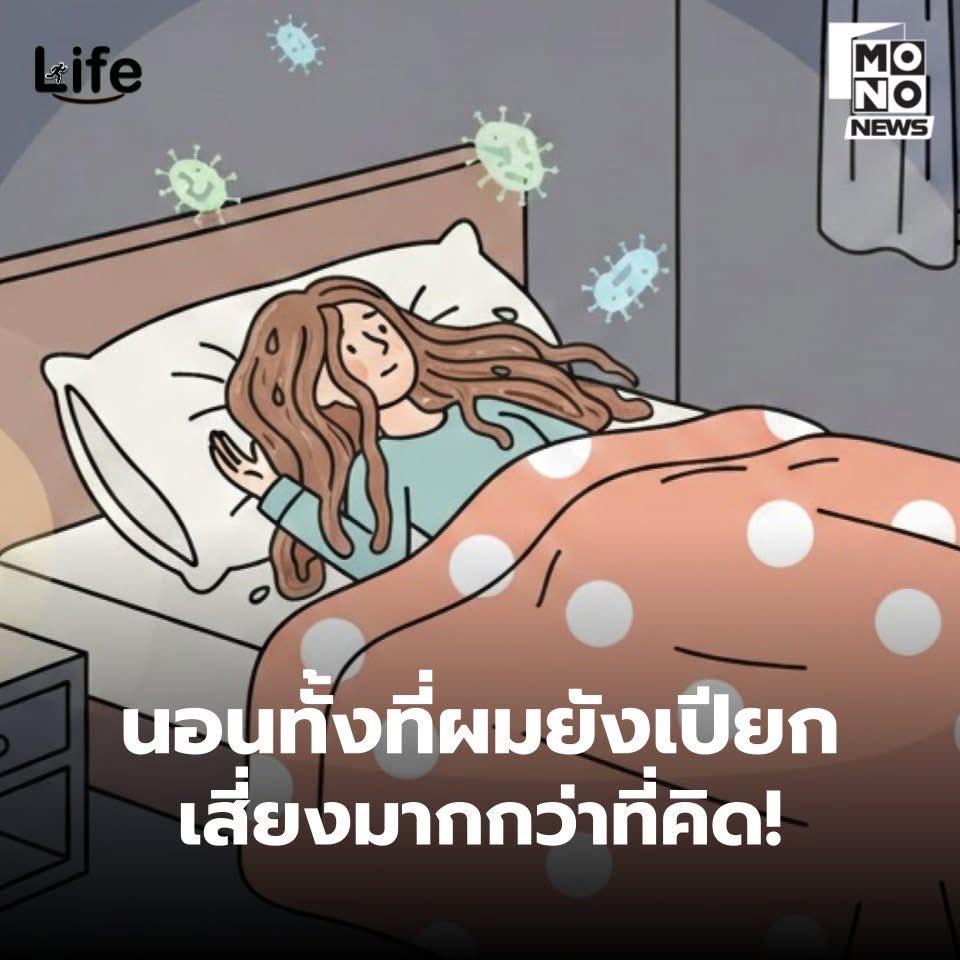 😱นอนทั้งที่ผมยังเปียก… เสี่ยงมากกว่าที่คิด!
.
ใครที่ชอบสระผมตอนกลางคืนและล้มตัวนอนทันทีโดยไม่เป่าผมให้แห้ง รู้มั้ยว่าพฤติกรรมนี้อาจส่งผลเสียต่อต่อสุขภาพของคุณได้ในระยะยาว และนี่คือเหตุผลว่าทำไมไม่ควรทำแบบนี้ 💧
.
- เสี่ยงเป็นไข้หวัด: แม้การนอนผมเปียกไม่ได้ทำให้เกิดไข้หวัดโดยตรง