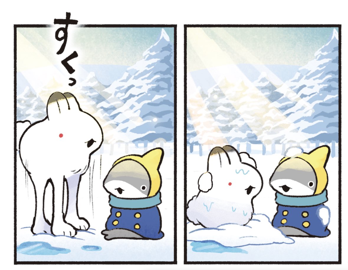 Penguinbox1's tweet image. 去年の青騎士に、エゾユキウサギがでているよ！すくっ。