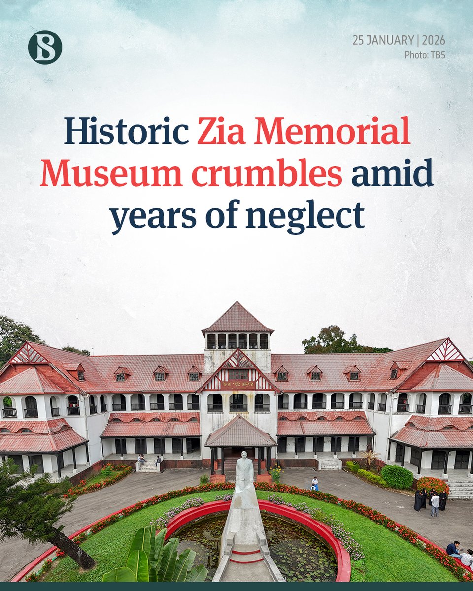 tbsnewsbd's tweet image. The century-old building bears cracked walls, peeling paint and fallen plaster, with a damp smell in the corridors, poor ventilation, and limited lighting that offers little protection to its historic artefacts

Link in comments

#ziamemorialmuseum #Chattogram #TBSNews