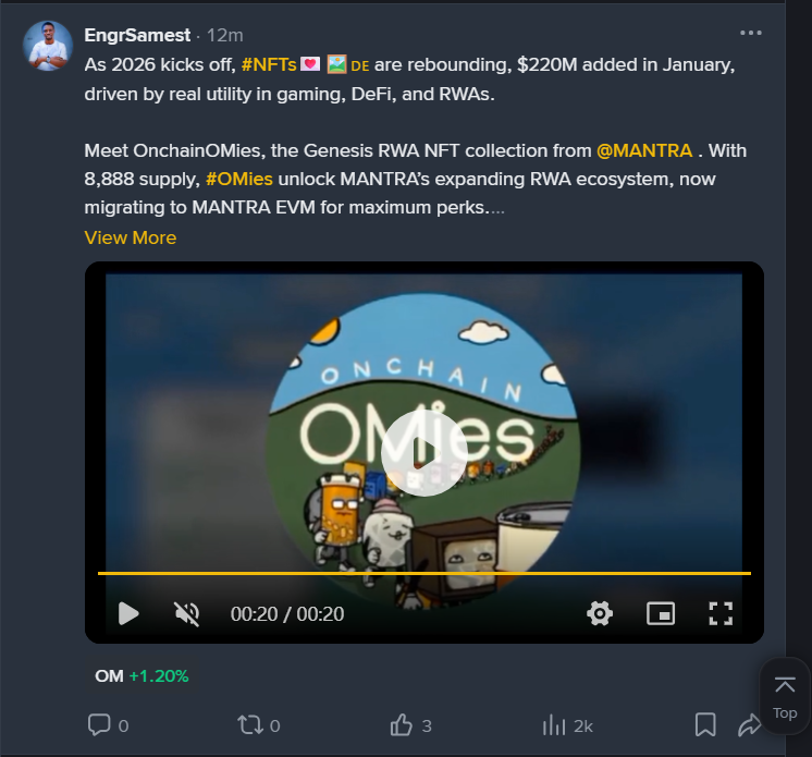 olapadesam00's tweet photo. Happy Sunday OMies!
With clear understanding around @MANTRA_Chain and the proposed $OM changing to $MANTRA, It is important for everyone holding #OMies NFT to migrate there before closure!
Take your NFTs to its rightful home through @Element_Market
Follow the video step by step by @OnchainOMies
Catch up with me on Binance Square: https://t.co/athi3j6z1w