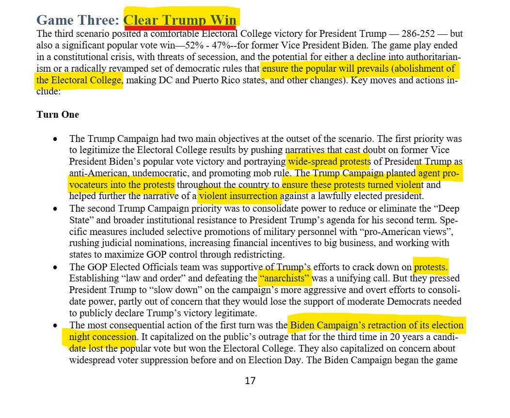 MikeBenzCyber's tweet image. They wargamed, in June 2020, how to use lawfare to criminally indict Trump and his family after stealing the upcoming election using nationwide street protests and provoking a breakdown on January 6 after a "Clear Trump Win"