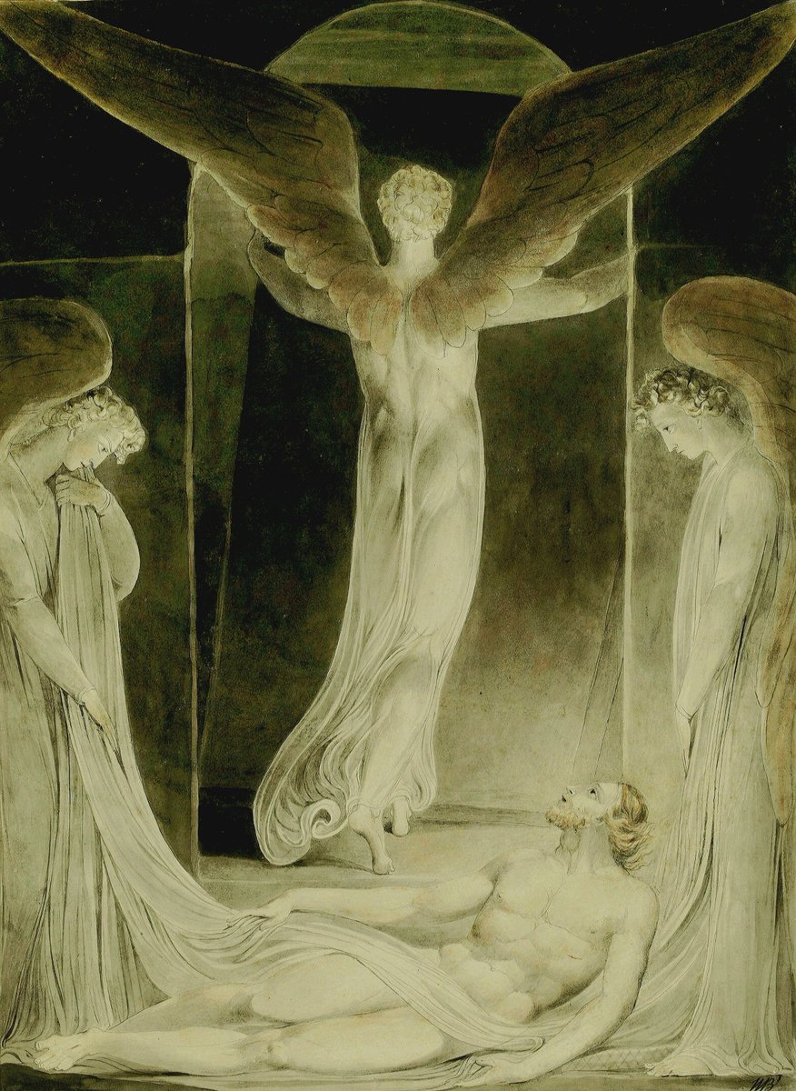 solas_na_greine's tweet image. William Blake, The Resurrection: The Angels Rolling Away the Stone from the Sepulchre, c.1805