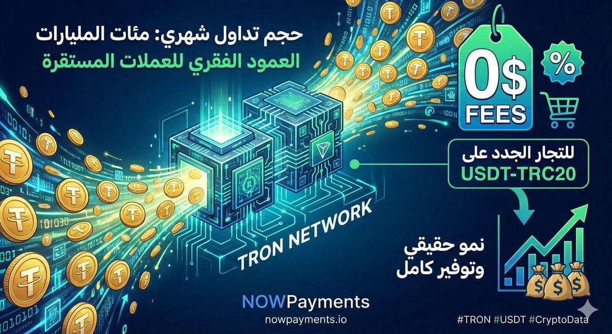 🔴مع حجم تداول شهري يتجاوز مئات المليارات، أثبتت شبكة TRON أنها العمود الفقري للعملات المستقرة
♦ لهذا السبب، نقدم الآن رسوم شبكة 0$ للتجار الجدد على USDT-TRC20.
♦ نمو حقيقي وتوفير كامل.
ابدأ الآن: nowpayments.io/?utm_source=tw…
#TRON #USDT #CryptoData    #TRONGlobalFriends