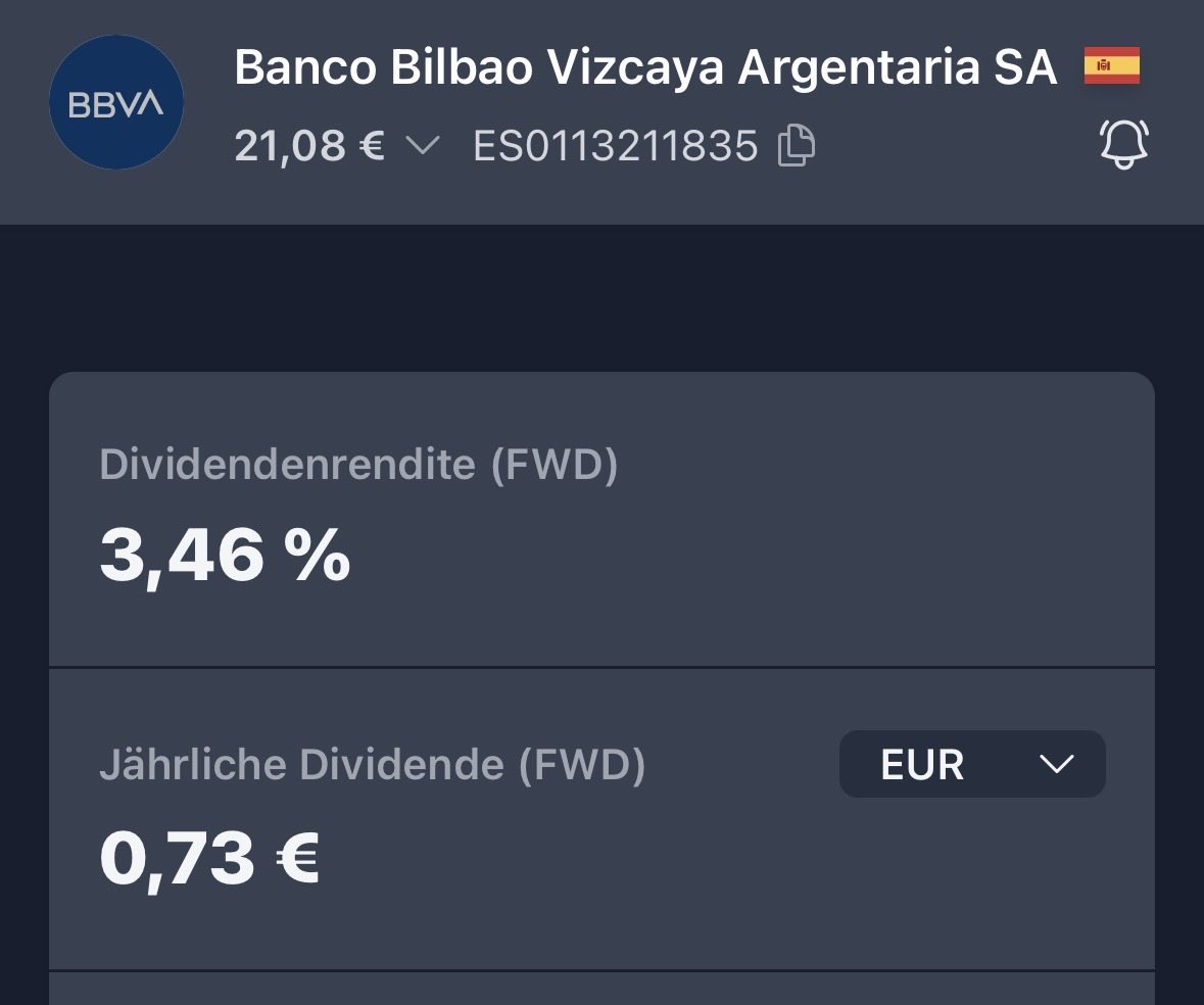 de_piermaker's tweet photo. #sonntagsaktie

für mich das nächste Basisinvestment 

BANCO BILBAO VIZCAYA ARGENTARIA SA

ISIN: ES0113211835

meine einzige Bankaktie im Depot https://t.co/Ke0YbzzsRO