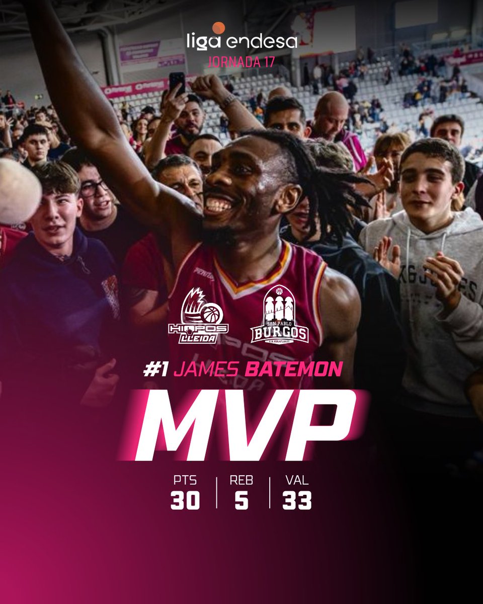 flleida's tweet image. El nostre MVP de la victòria d’ahir va ser @JBatemon5 🙌

#MésUnitsQueMai⚔️ #HioposLleida #Lleida #LigaEndesa