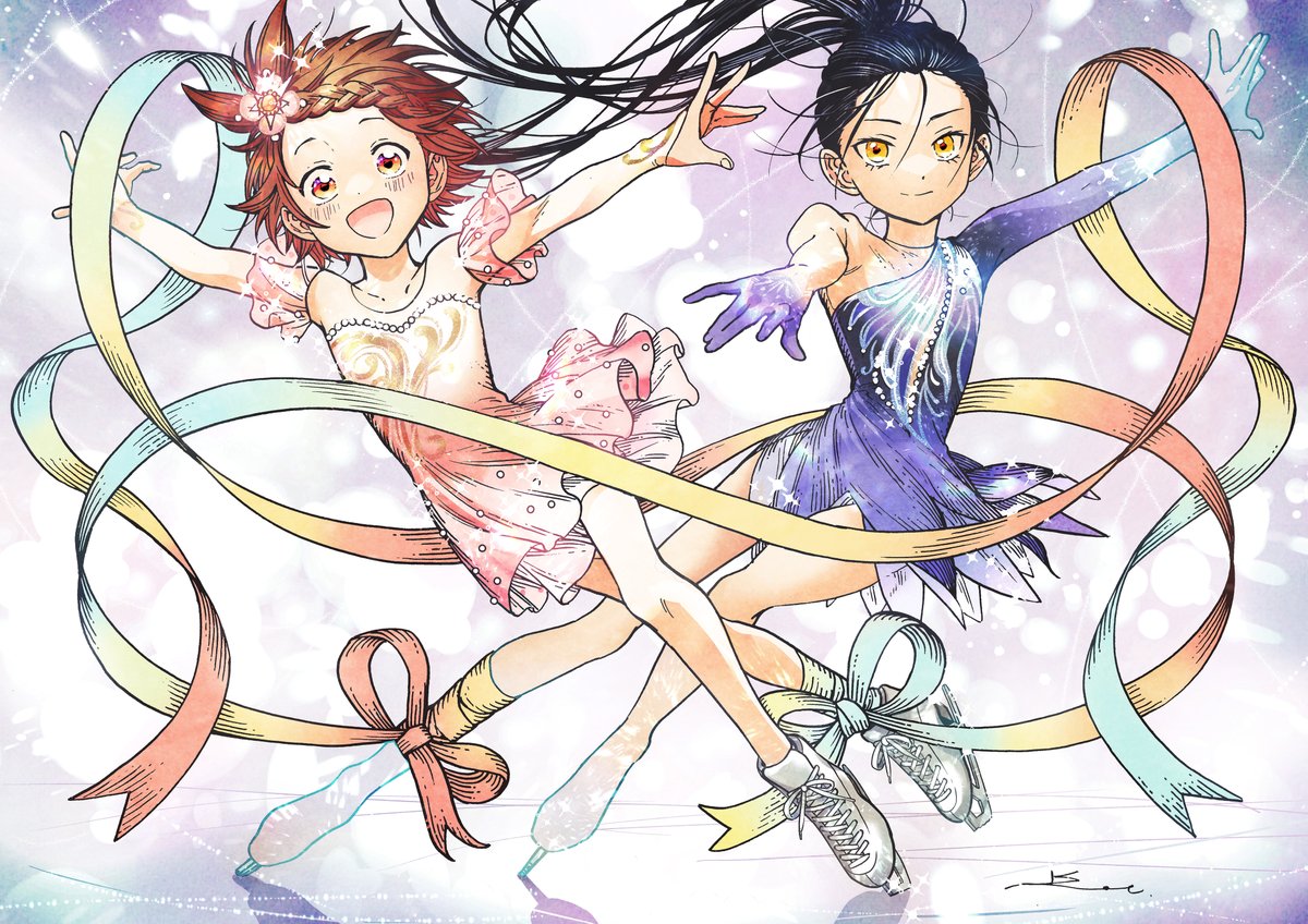 ✧₊🥇『#メダリスト』応援イラスト第7弾🥇₊✧

「#とんがり帽子のアトリエ」の
 #白浜鴎（<a href="/shirahamakamome/">白浜鴎/とんがり帽子アニメ化</a>）先生より
応援イラストをいただきました！

いのりも光も楽しそうです🎀
#medalist