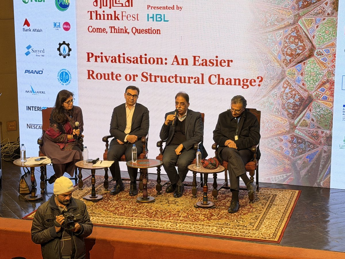 ThinkFestPK's tweet image. Muhammad Zubair speaks on Privatisation: An easier route or structural change? 

Muhammad Ali, Nasim Beg, and Rahat Kunain! 

#ThinkFest26!