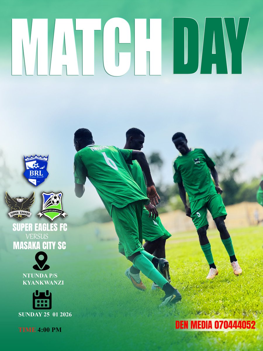 supereagles_fc's tweet photo. Match Day 15.

🏆 Buganda Regional League
🆚 Masaka City SC
📆 Sun 25 Jan 25
🏟️Ntunda P/S Playground
🕓 4:00 PM EAT https://t.co/nriQi2Ojul