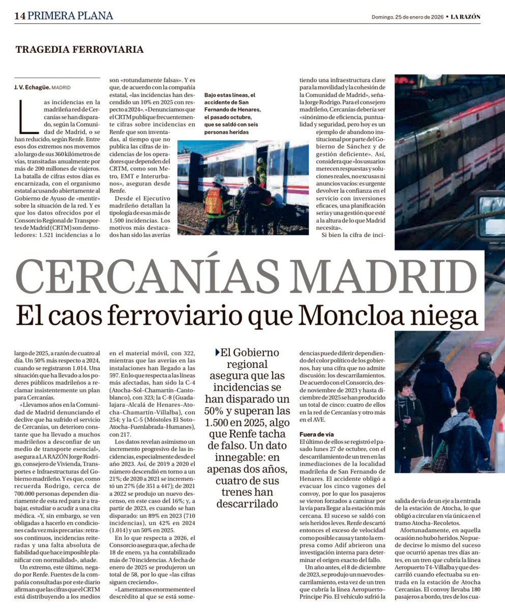 jorgerodrigodo's tweet photo. Llevamos años denunciando el declive que ha sufrido el servicio de Cercanías.

Un deterioro constante que ha llevado a muchos madrileños a desconfiar de un medio de transporte esencial. 

Es urgente devolver la confianza con inversiones eficaces, una planificación seria y una gestión que esté a la altura de lo que Madrid necesita.