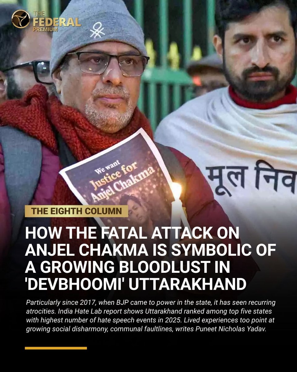 TheFederal_News's tweet photo. Recurring atrocities, rising hate speech and lived experiences point to deepening communal faultlines in Uttarakhand, particularly since 2017, writes @nicholas_puneet.
#Uttarakhand #HateCrime #CommunalViolence #IndiaHateLab https://t.co/oIUNeokNMr