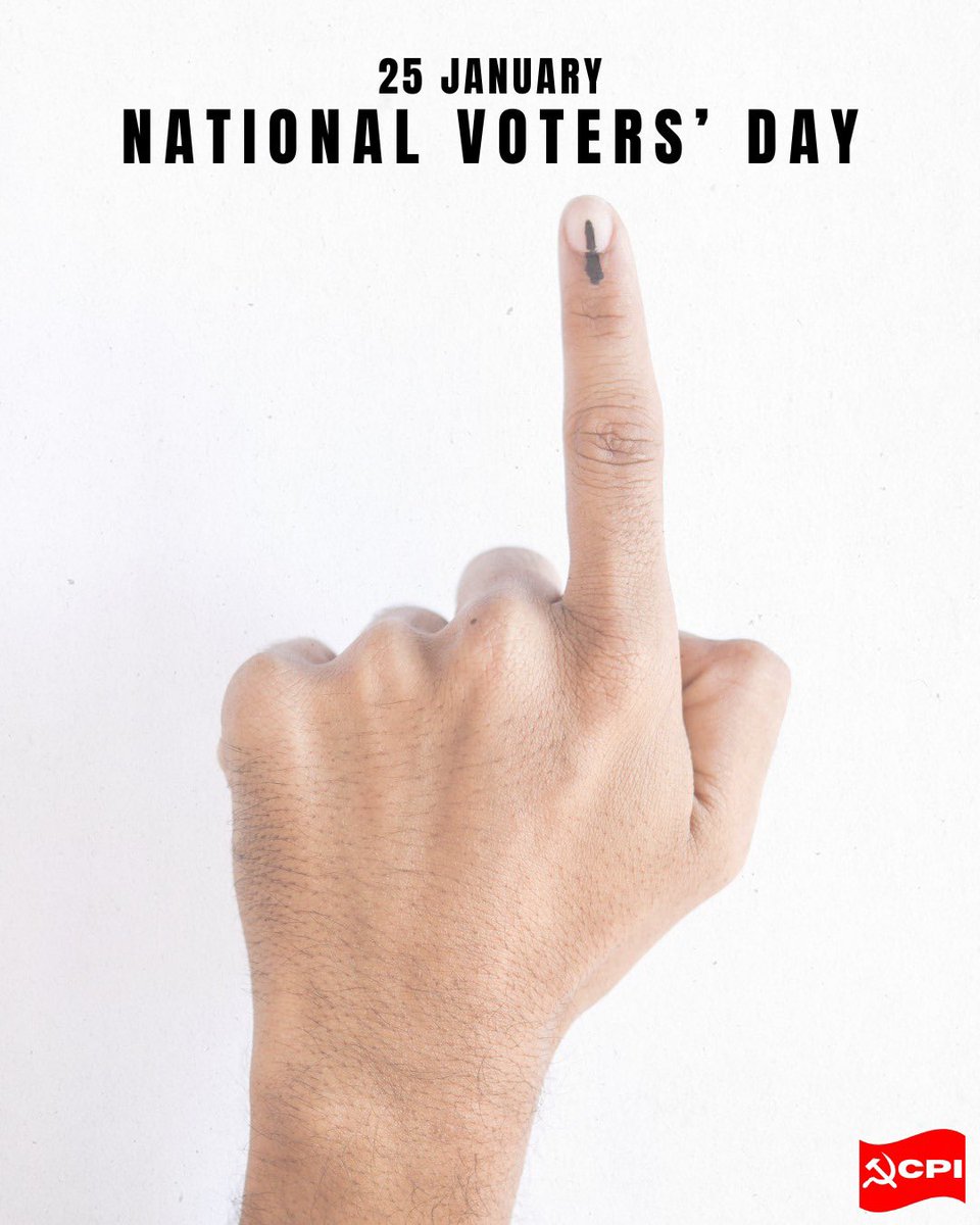 The National Voters’ Day reminds us that the right to vote is a hard-won outcome of our freedom struggle.

At a time when the right to vote and the neutrality of the ECI are under question, it is the duty of all patriotic and democratic forces to safeguard this right.

Greetings!