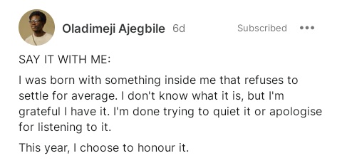 I choose to honour it.