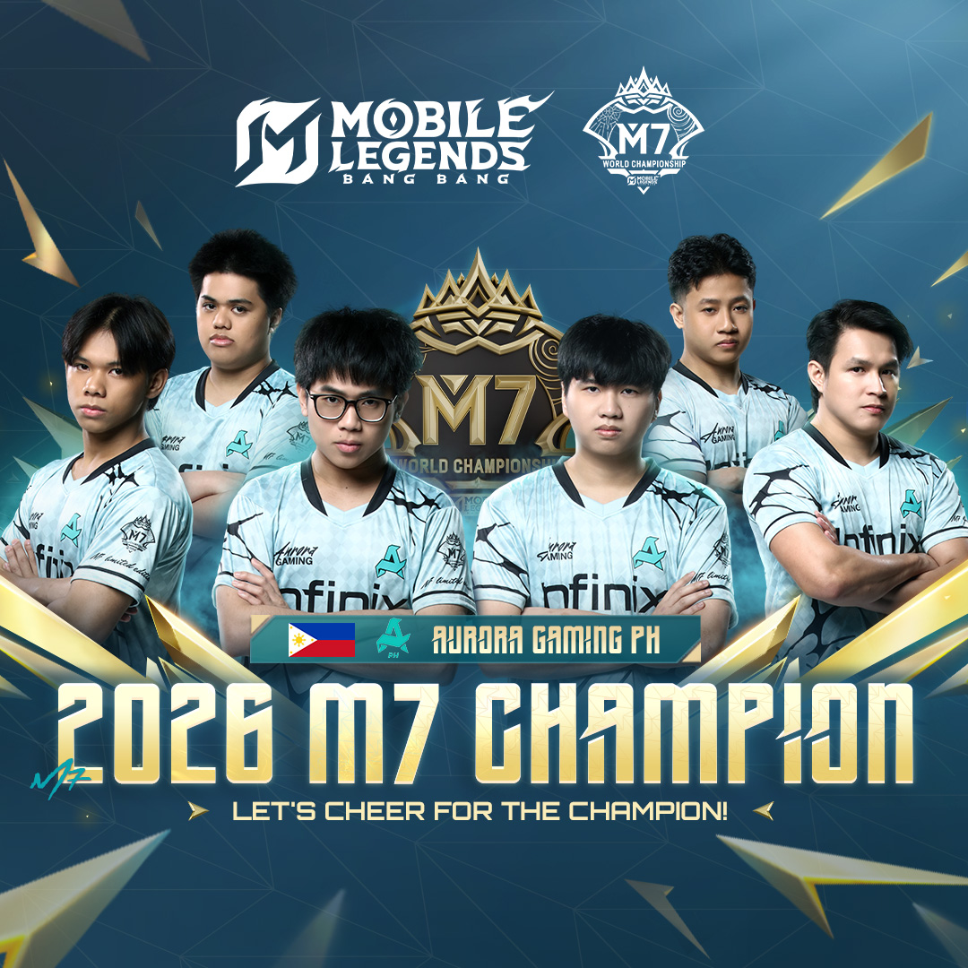 The 2026 M7 Grand Finals have concluded, and the Champion has been decided! Congratulations to Team Aurora Gaming PH on their victory. Let's congratulate the Champion together!

#MLBBM7
#RiseAsOne
#LetTheWorldSeeUs
#MobileLegendsBangBang