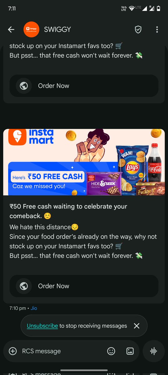 professormun's tweet photo. @Swiggy @instamart_it 
Hey can you stop giving these false advertisements?
When I open I don't see any 50 free cash, just only one 75 cashback on 2009 rs shopping. This type of false promotional tactics are making me sick of your platform https://t.co/5QVXxLA9AM