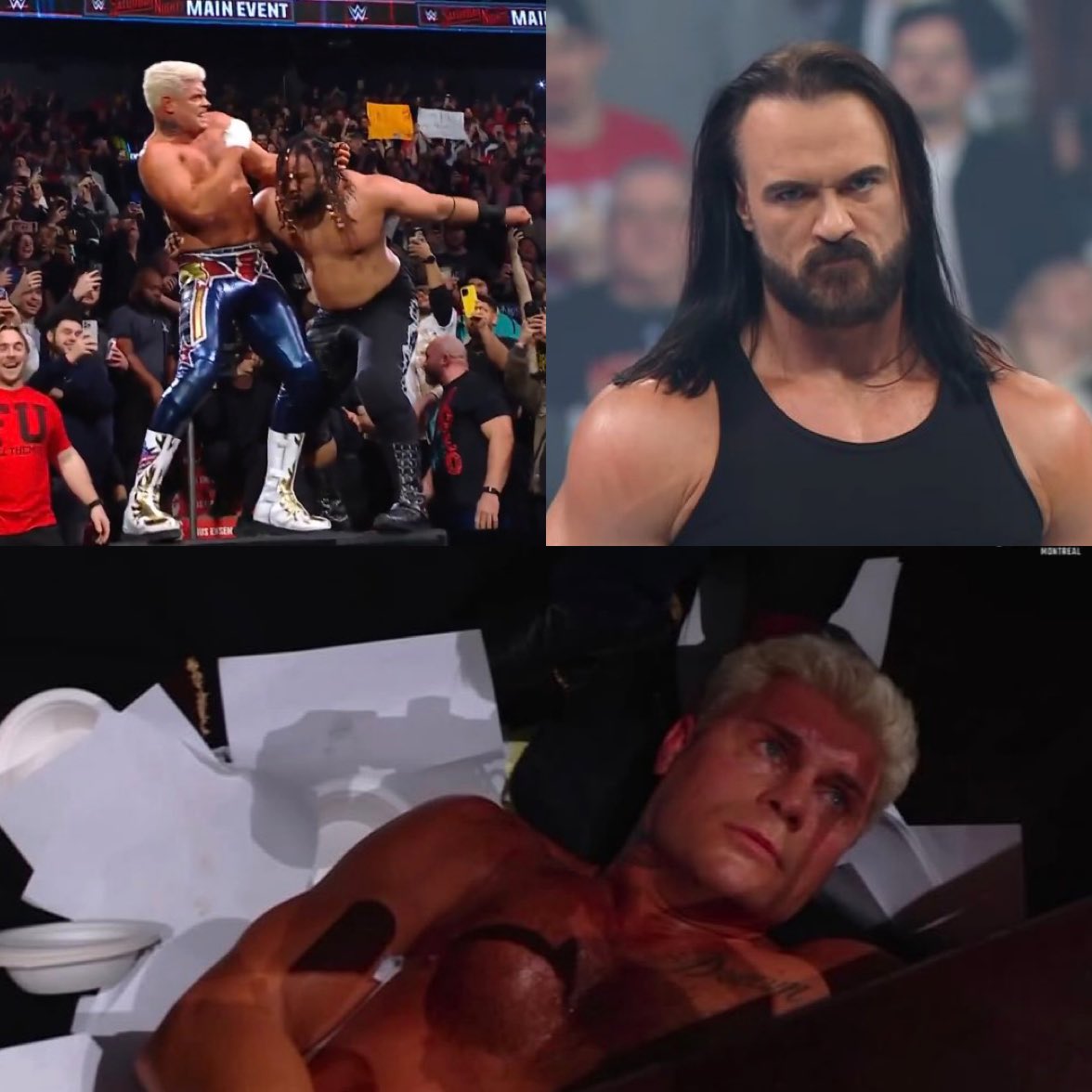 New Cody Rhodes 💙🐦‍🔥Digitals and collages from last nights Saturday night main event 📺 🇨🇦where he and jacob fatu had a massive brawl 💥all over the arena  that Drew McIntyre got involved in taking out both fatu and rhodes standing tall
_
_
#codyrhodes #snme #jacobfatu