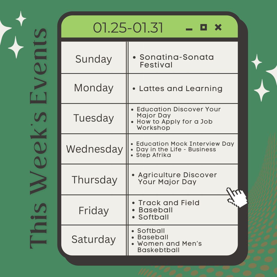 Check out what is happening around campus this week!