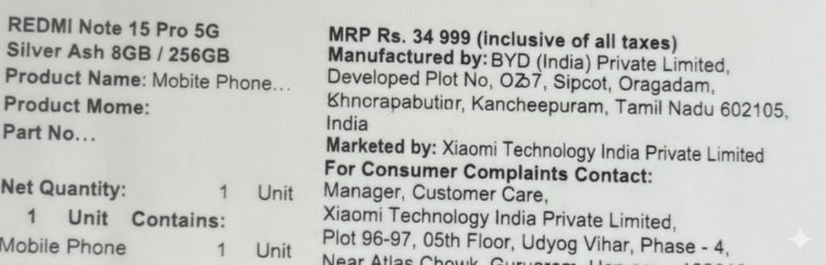 Ravikrn36's tweet image. #REDMINote15Pro5G BOX image leaked, launching 29th Jan in 🇮🇳

8GB+256GB - 34,999/-

• 6.83" 1.5K QC 120hz AMOLED
• Dimensity 7400 Ultra 
• Android 15, HyperOS 2
• 200MP Samsung HPE OIS+ 8MP
• 20MP🤳 
• 6580mAh🔋45W⚡
• IP66,68,69,69K

@RedmiIndia
Few offers revealed.. 👇👇