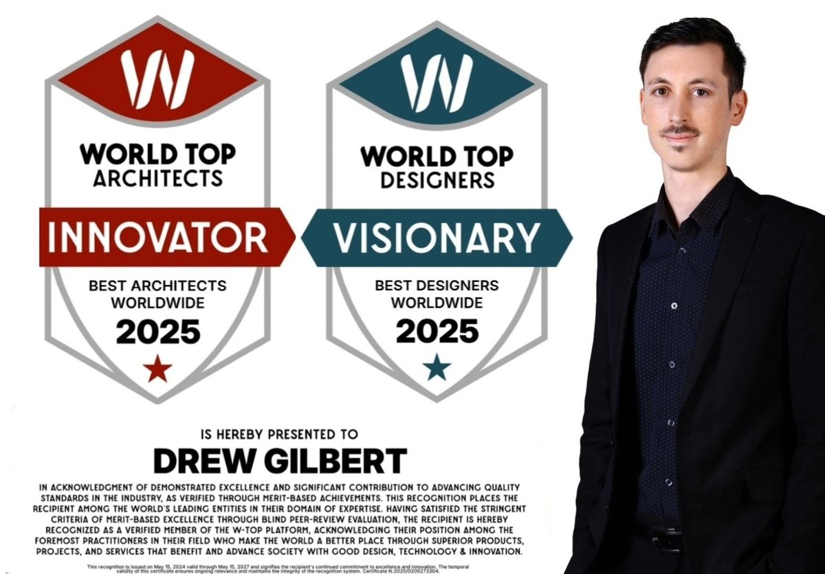 Honored to be selected among the World's tip #Architects and #Designers! Thank you for this recognition #worlddesigners 
#drewgilbert