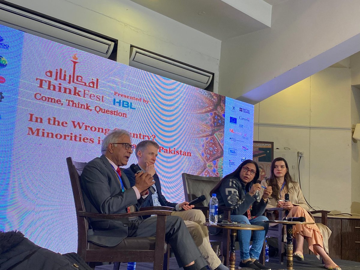 NabilaFBhatti's tweet image. justin Jones, kalpna Devi, Mehrub Awan &amp;amp; @PeterJacobCSJ on "In the Wrong Countries? Minorities in India and Pakistan" @ThinkFestPK #ThinkFest26 #ThinkFest