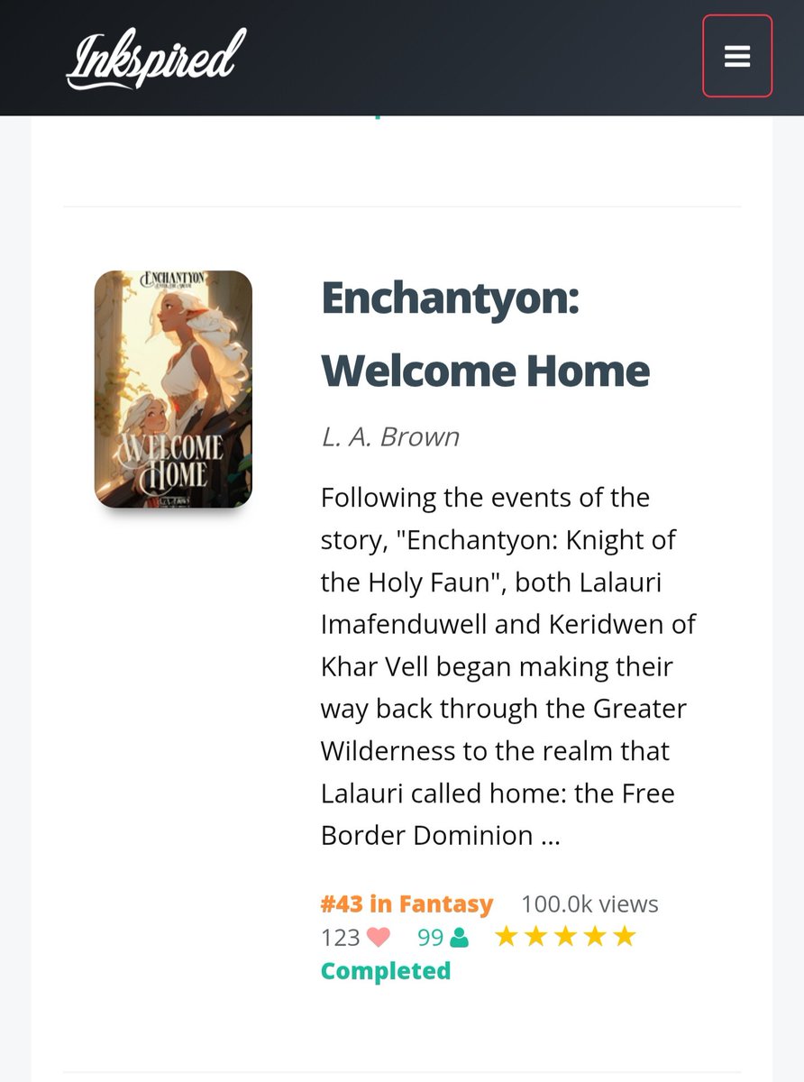 Just went to check my metrics on Inkspired and noticed that "Welcome Home" just passed 100k views/reads 🥳🎉

So, I just wanted to give a quick thanks to everyone who's read it and/or my other stories. Your support means a lot.

Cheers and God bless 😁