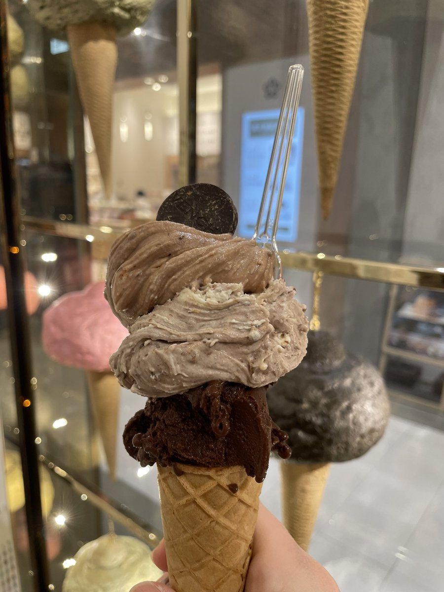 Venchiのアイス　一番下のチョコ　ダークの濃さがよかったぁ
次また違う組み合わせで食べてみる