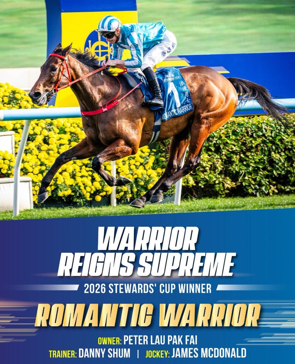 He’s now the 12-time Group 1-winning Romantic Warrior! 💙

<a href="/WorldPool/">World Pool</a> | <a href="/mcacajamez/">James McDonald</a> | #HKracing