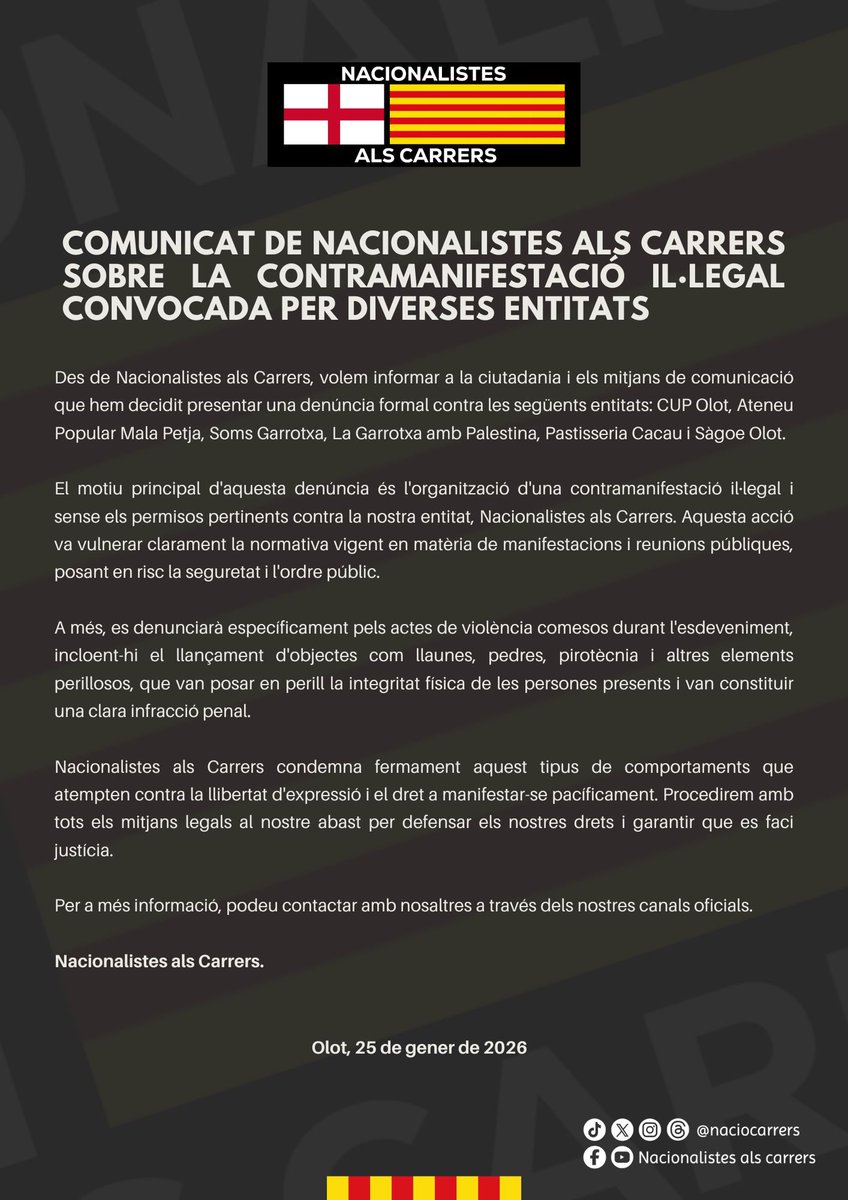 Nacionalistes als Carrers tweet media