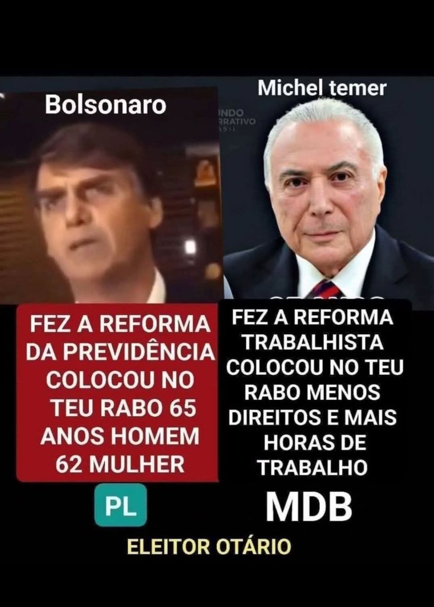 ValriaMont72680's tweet image. Dois maiores vagabundos que já mandaram no Brasil e com fé nesse Deus maravilhoso, nunca mais em nossas vidas vamos deixar quê isso volte volte  porquê temos uma grande arma em nossas mãos, nossos votos e a esquerda que cada dia cresce presidente que tira seus direitos 👺👺👺