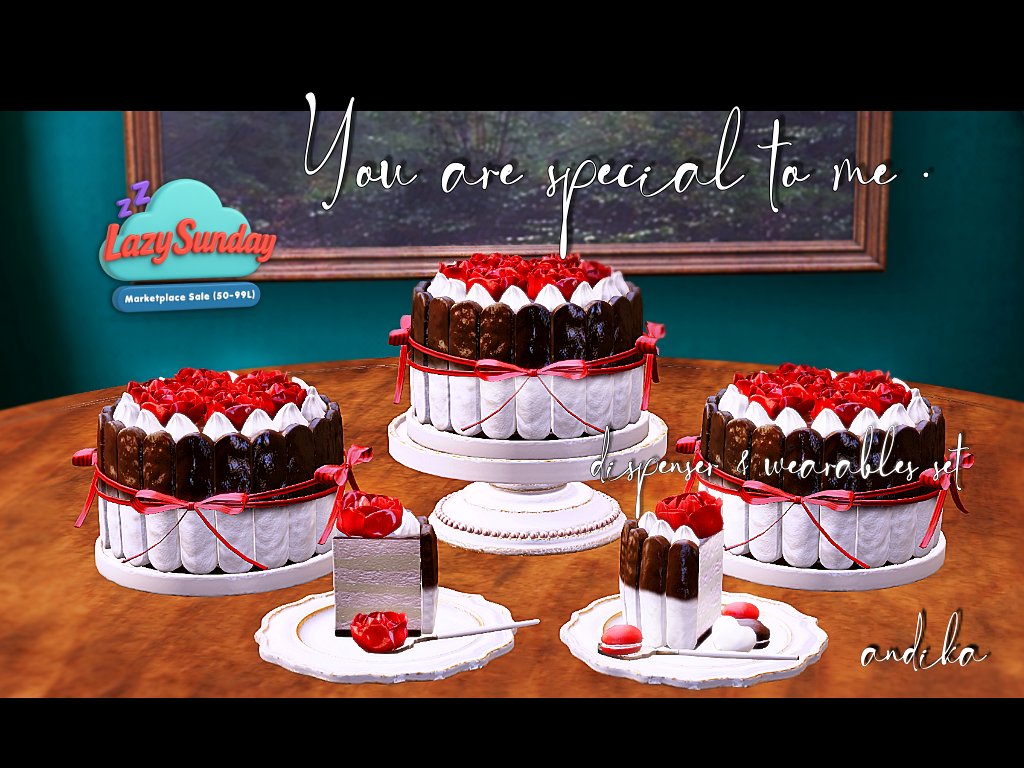 andika0000000's tweet photo. This week’s Lazy Sunday 💕
Only L$75 for 3 days on Marketplace.
https://t.co/n7fUSoRtpY
A super cute, extra sweet cake made with lots of love 😍
Perfect for pampering yourself , or sending a little “you matter to me” to someone special.
#LazySunday #andika #SecondLife #SLSweets https://t.co/ZYIEtzNMUr