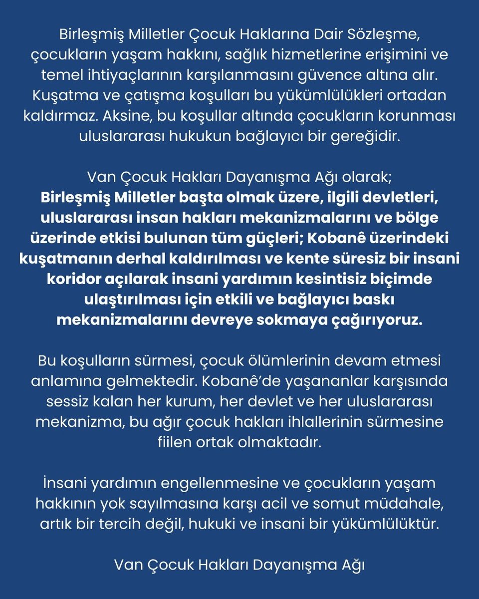EgitimSenVan's tweet image. Bileşeni olduğumuz Van Çocuk Hakları Dayanışma Ağının; Kobani’de 5 çocuğun donarak hayatını kaybetmesine ilişkin  uluslararası kurumlara çağrısı

#DefendRojava
#SaveRojava
#SaveKobane