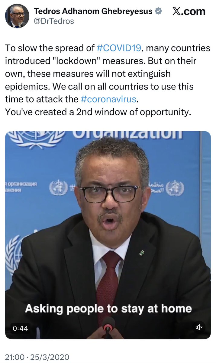 Dr_Tad's tweet image. He never recommended lockdown but was very keen to make sure lockdowns lasted as long as possible.