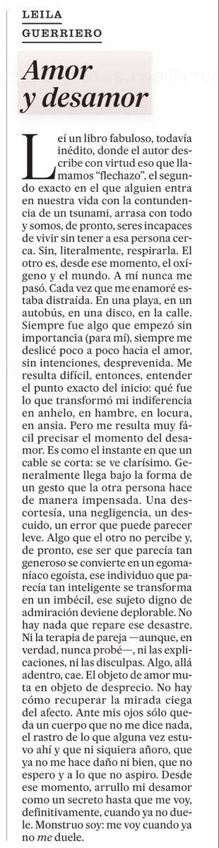 La columna de ayer de Leila Guerriero es de las de guardar ✨