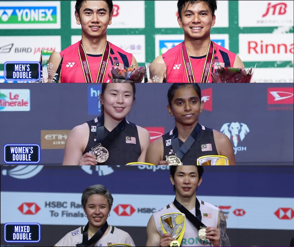 BadmintonZenith's tweet image. 🇲🇾 Malaysia sweeps all 3 double titles at Indonesia Master 2026

✅ Men's Double
✅ Women' Double
✅ Mixed Double

- First ever hattrick for 🇲🇾 in World Tour Era
- 5th country to do so after : 🇨🇳China (5x), 🇮🇩Indonesia (2x), 🇰🇷Korea (1x) &amp;amp; 🇯🇵Japan (1x)