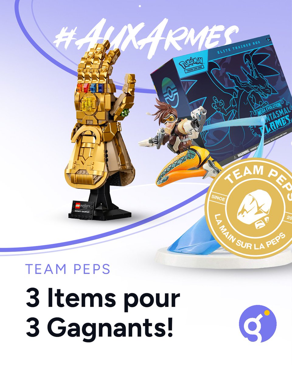 Des cadeaux qui régaleront toutes les communautés ! #Giveaway

N'attendez pas pour participer à notre jeu concours de 2026 avec un LEGO Marvel, une statue Tracer et un ETB Pokémon à gagner 🎁

➡️ givn.io/g/TeamPeps/tea…