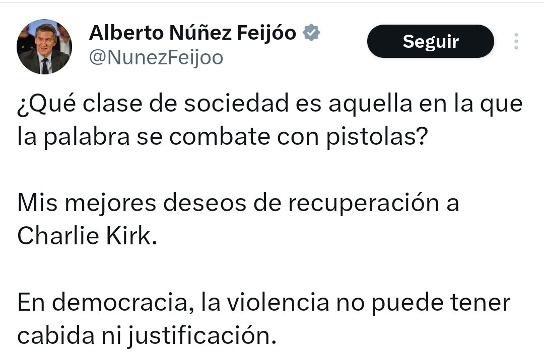 Hola <a href="/NunezFeijoo/">Alberto Núñez Feijóo</a> acabo de entrar en tu TL y no he visto ni un tuit denunciando a los salvajes de los camisas pardas de Trump, los ICE SS, que ayer asesinaron a otra persona de 37 años.

Con Kirk fue al instante.
Por lo que sea.
