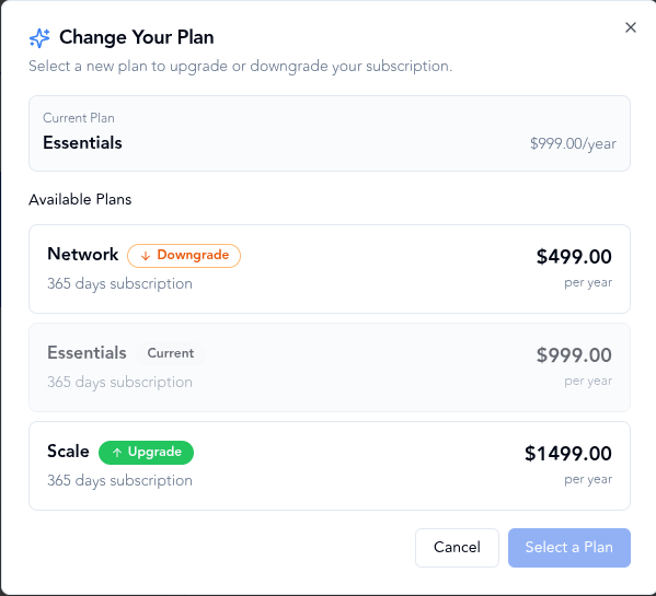 azharcodes's tweet photo. Building a plan upgrade/downgrade flow, need UX feedback 👇
Is it better to keep upgrade/downgrade click-free inside a dialog, or make it a dedicated full page step for clarity?
Also open to design suggestions on layout, pricing clarity, and CTA hierarchy. Honest feedback welcome https://t.co/QLY4ZaHhlD