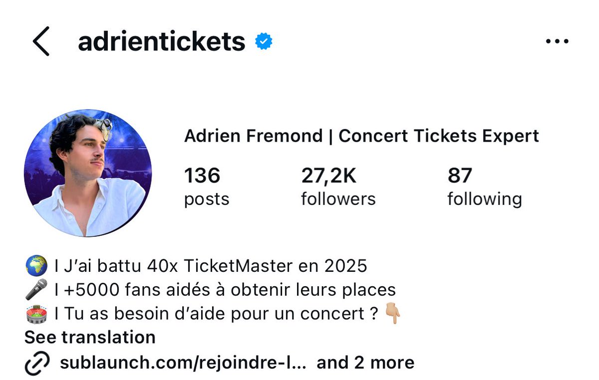 this person is on insta and tiktok trying to resell tickets with a very large marge to make profit using french armys and BTS. it worked with other fandoms but i think he doesn’t know us. we are signaling him right now, this fucker display his whole identity right there