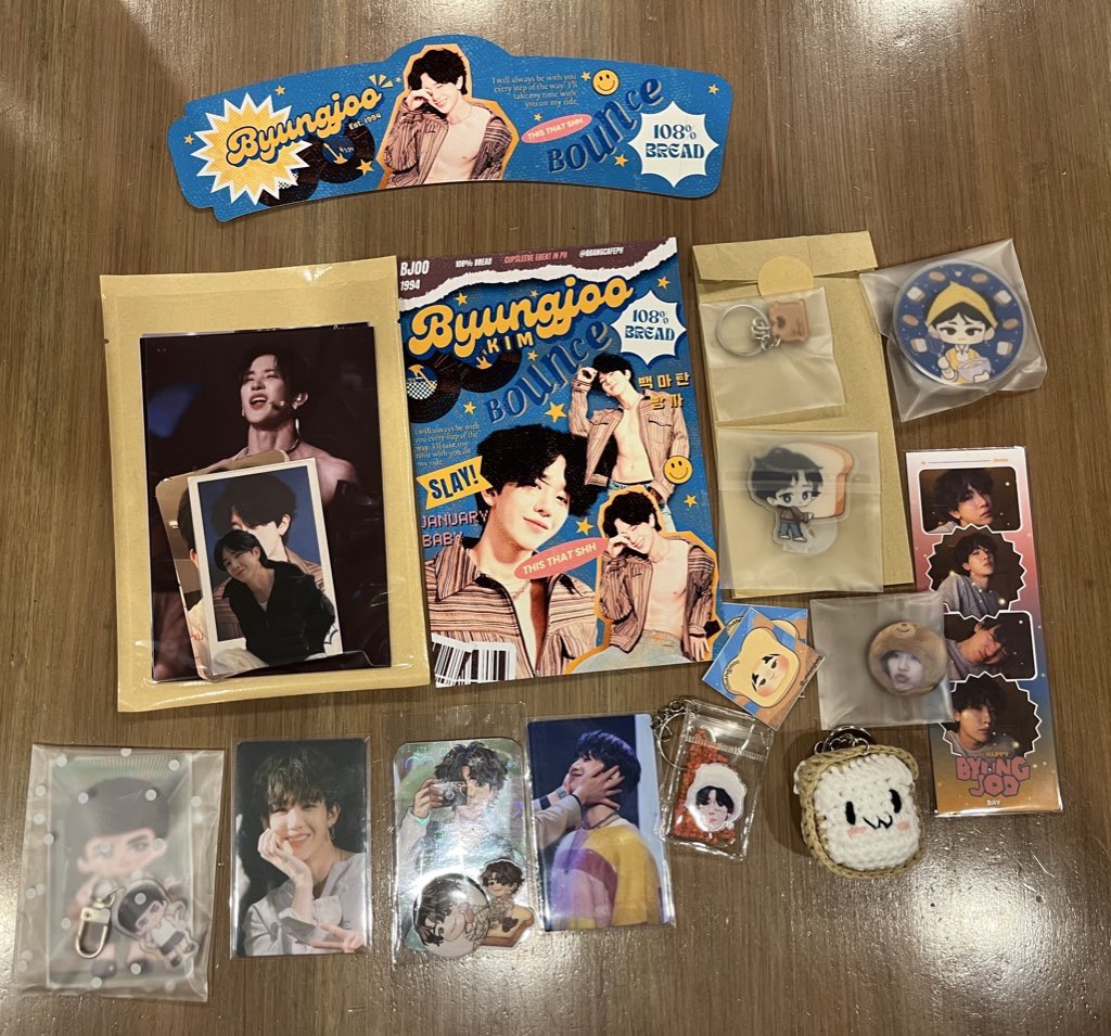 byunmiverse's tweet photo. thank you for the kit (1st photo) and freebies it’s so cute and all salivating. also brought my jaekku, hyunmin, and nano with me at bbang’s cse 🥹

#Byungjoo_108Bread https://t.co/5kBVggXhv3