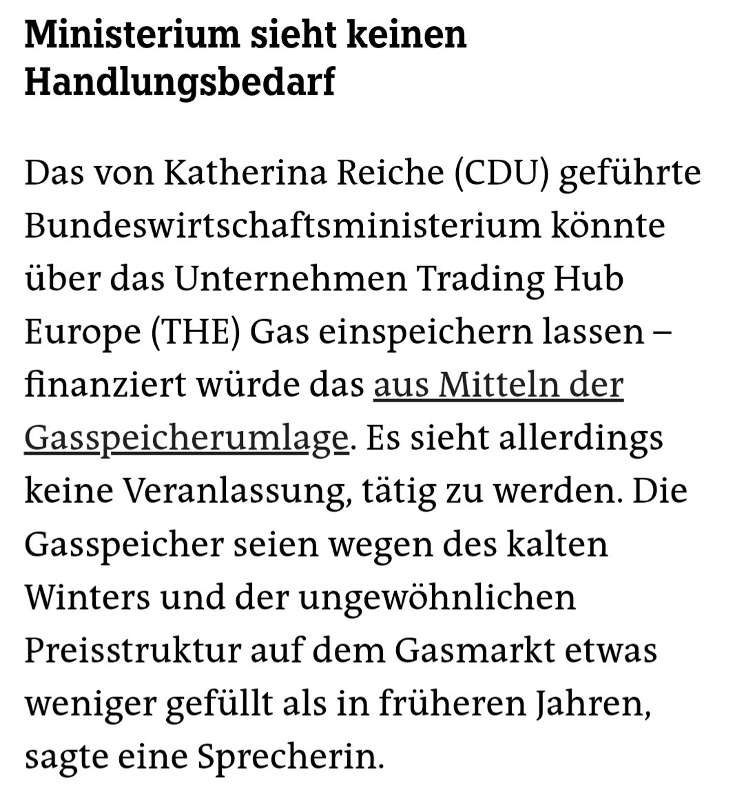 Hirn_aus_Hack's tweet image. Hallo @Welt 👋

Wo bleiben Eure Berichte zur möglichen Gasnotlage dank der Weigerung Katherina Reiches, die Gasspeicher im Sommer ausreichend zu füllen?