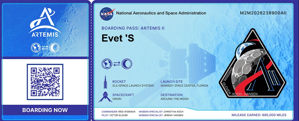EvetsOfficiel's tweet image. Evet'S going to the #Moon #Artemis #ArtemisII