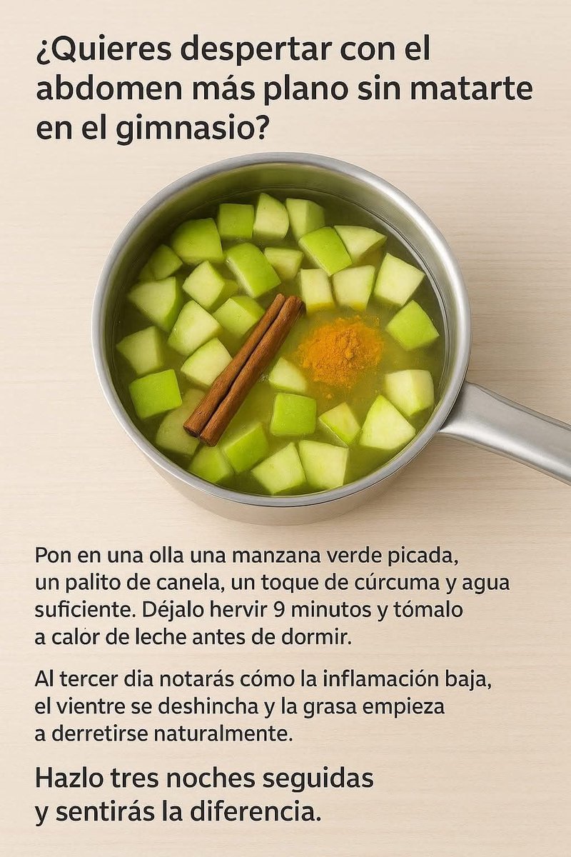 MemoriaHabil's tweet photo. Si te despiertas hinchado, con el estómago pesado o sin energía… prueba esto mañana:
té de manzana con canela.
Sabe increíble y ayuda a reducir la inflamación matinal https://t.co/PPRPku0G86