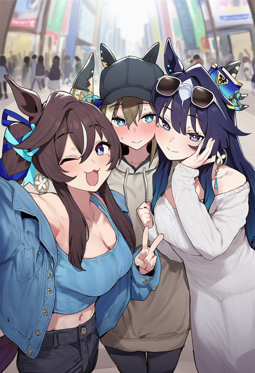 magashimo's tweet image. 仲良しお出かけ三姉妹 sfw