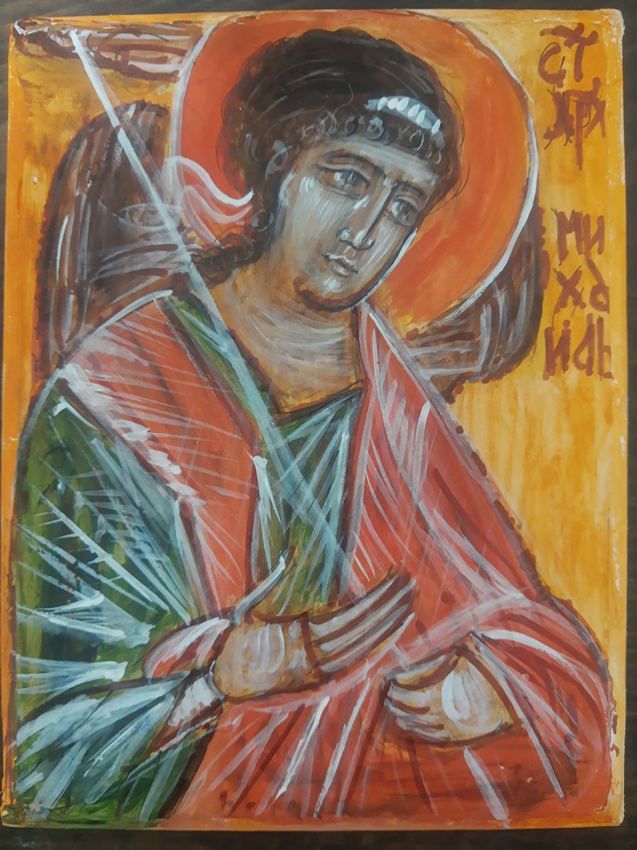 Arhangel Mihail , 11 x 15 , lipa , kombinovana tehnika .
  ,,Ima li što za što bi ko rekao: vidi , to je novo? Već je bilo za vijekova koji su bili prije nas ''.