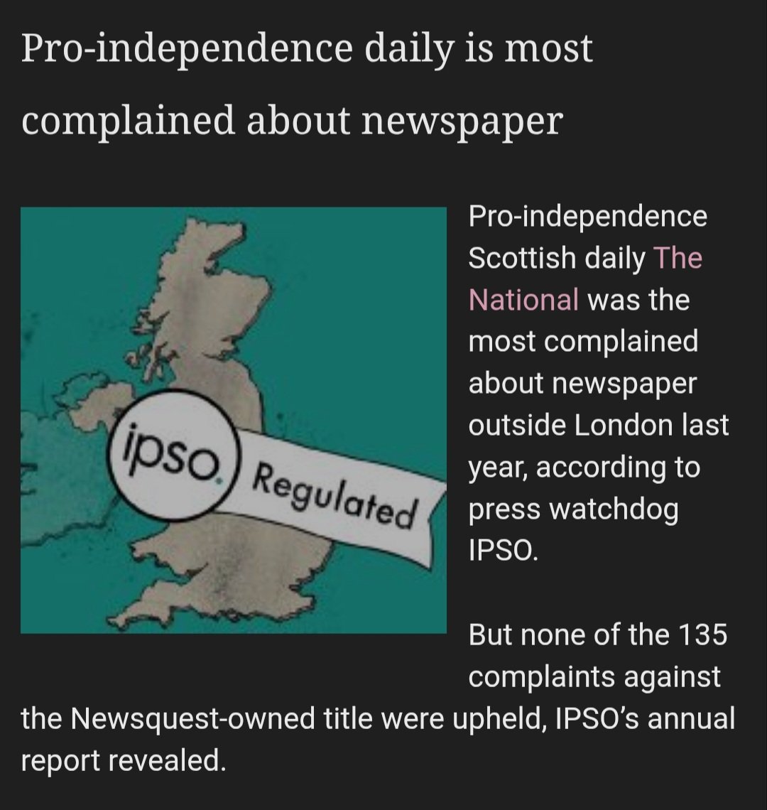 In case you wonder what our team is up against re vexatious complaints (particularly in relation to our coverage of Gaza), here you have it: 

The National was the most complained about paper to regulator IPSO (outside London) last year, yet not one complaint was upheld‼️
