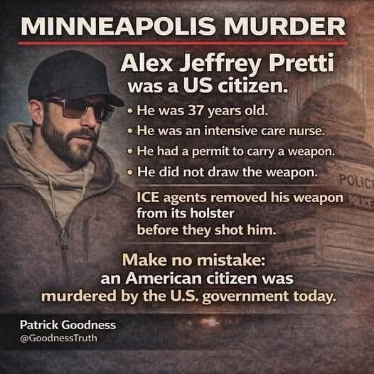 BarbaraMcMahon8's tweet photo. @PressSec Alex Pretti wasn’t illegal! 
Nicole Good wasn’t illegal!
Alex Pretti was a HCW in a VA hospital!
Nicole Good was a soccer mom!
Alex Pretti was murdered by a government agency!
Nicole Good was murdered by a government agency! #GetICEOut https://t.co/IeqvThEiND