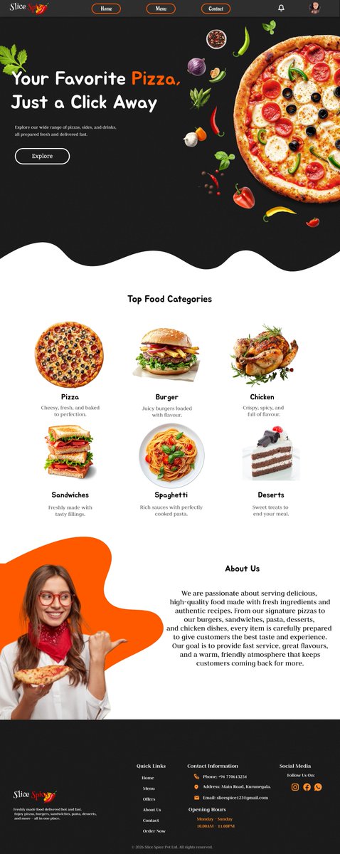 Eshini13's tweet photo. Slice Spice – pizza shop UI concept 🎨
Created with attention to layout, color consistency, and user-friendly interactions for a smooth ordering experience. https://t.co/0EfmMZf5qH