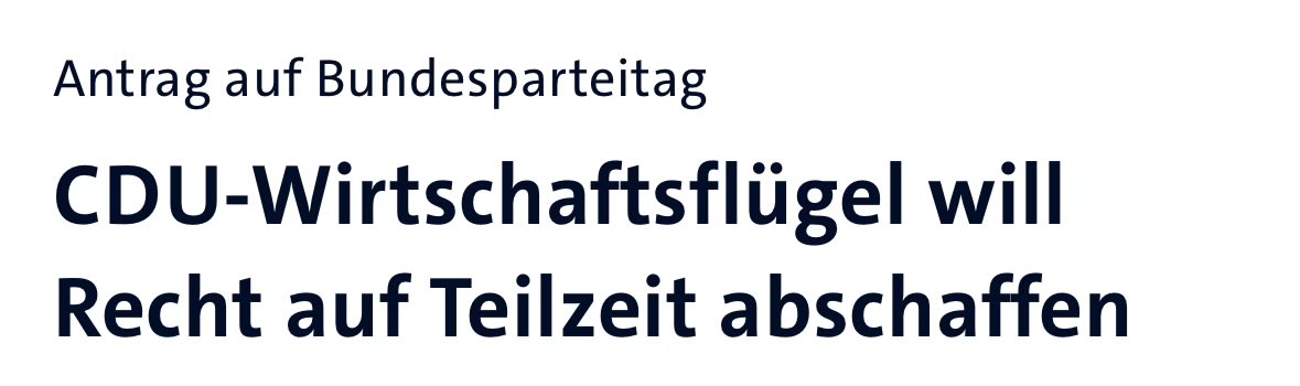 Man könnte sich ja mal fragen, woran das wohl liegt und dann erstmal die Wochenarbeitszeit reduzieren, oder vielleicht endlich Kindergartenerzieher als attraktiven Beruf fördern und angemessen bezahlen. Aber nein, der Arschlochflügel der Union entscheidet sich für Rage-Bait.