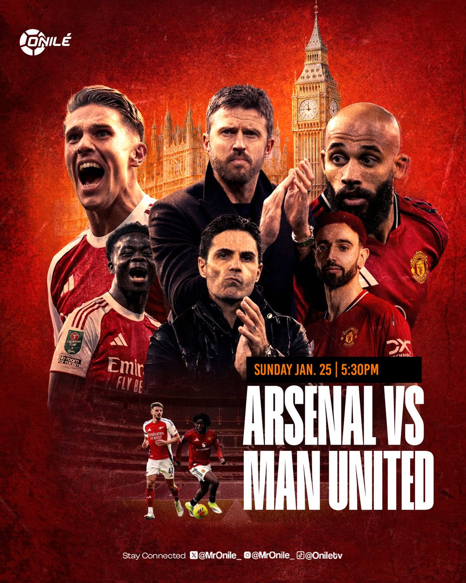 THE BIG CLASH TODAY 🔴 ⚔ 

The league leaders host Manchester United this evening at the Emirates under the lights.

Arsenal will be looking to extend their lead back to 7 points following Man City's win yesterday while Manchester United are fresh off the confidence of the